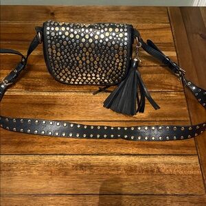 Michael Kors Black and Gold Studded Crossbody